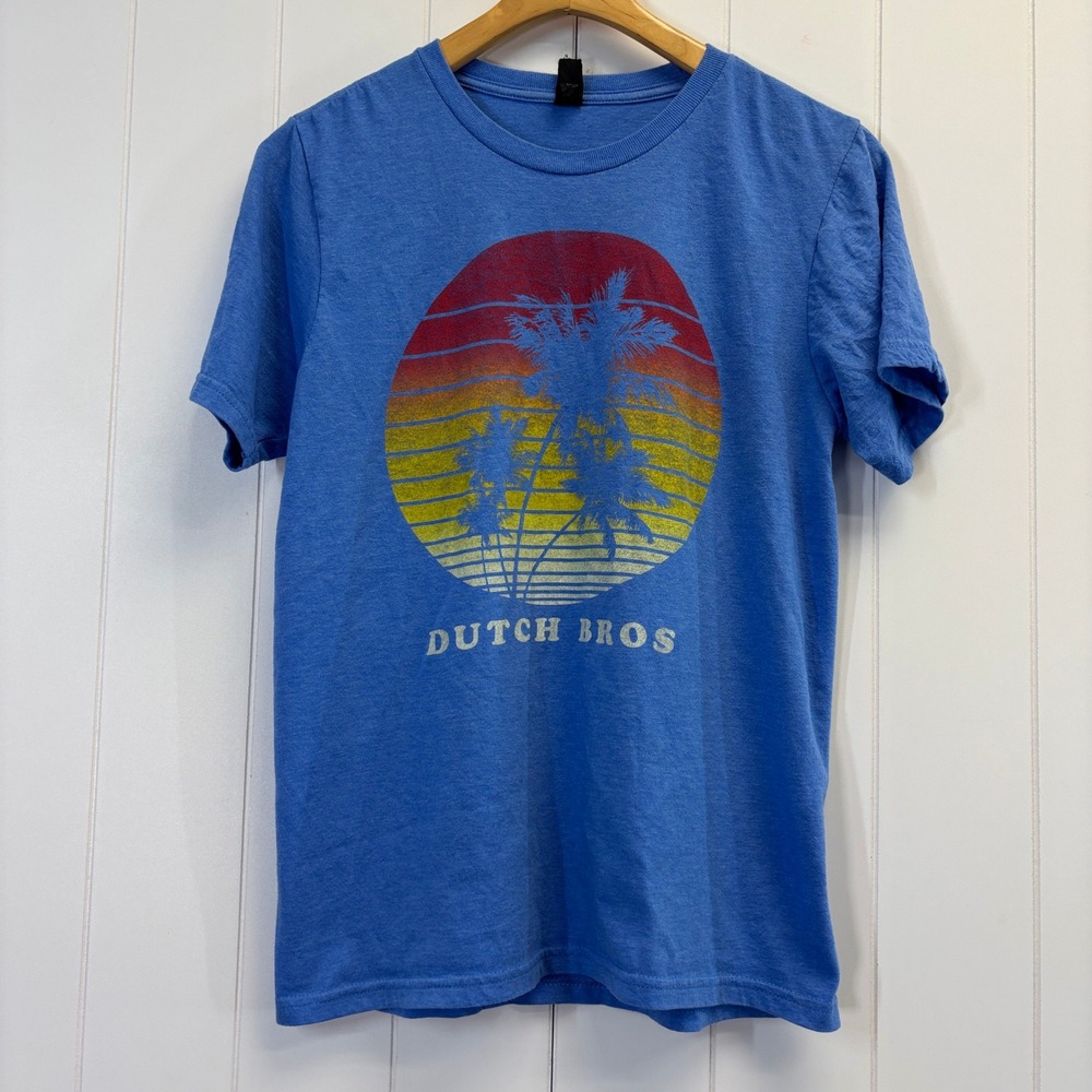 Dutch Bros Coffee Tropical Graphic Tee Men Size S Retro Surf Dutch Mafia Broista